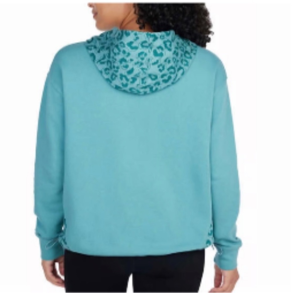 Champion Ladies' Color Block Hoodie Size Large Attached Hood Aqua Tonic toggle - Picture 2 of 16